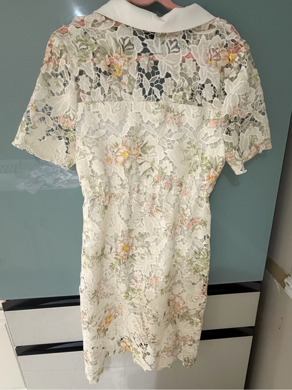 Nordstrom White Lace Floral Shirt Dress - Picture 4 of 5